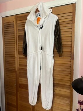 Olaf Plush Fleece Onesie - White with Brown Sleeves